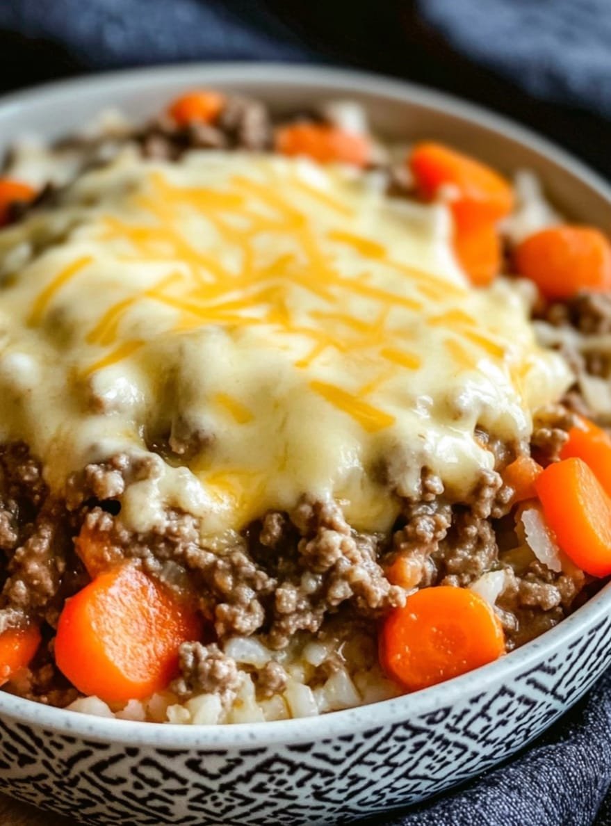 Cheesy Ground Beef and Rice Casserole