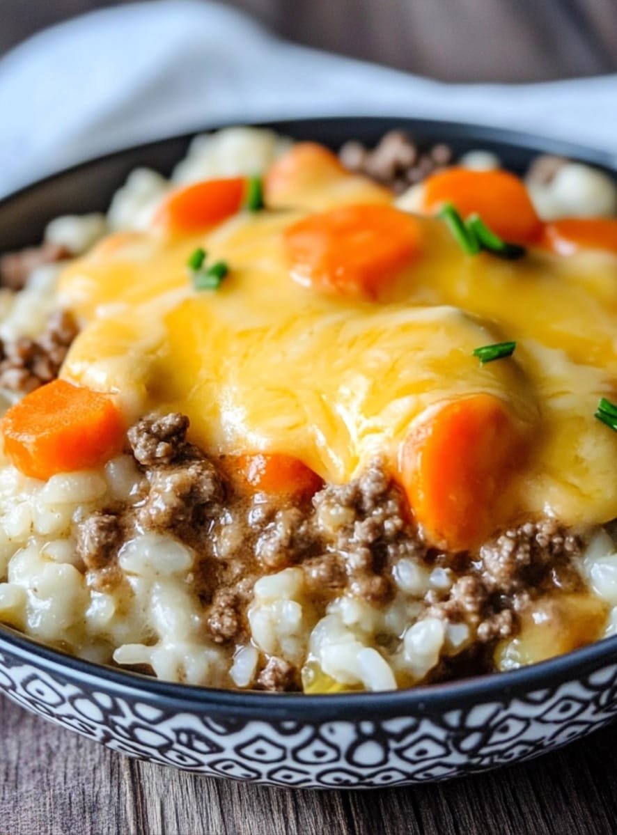 Cheesy Ground Beef and Rice Casserole