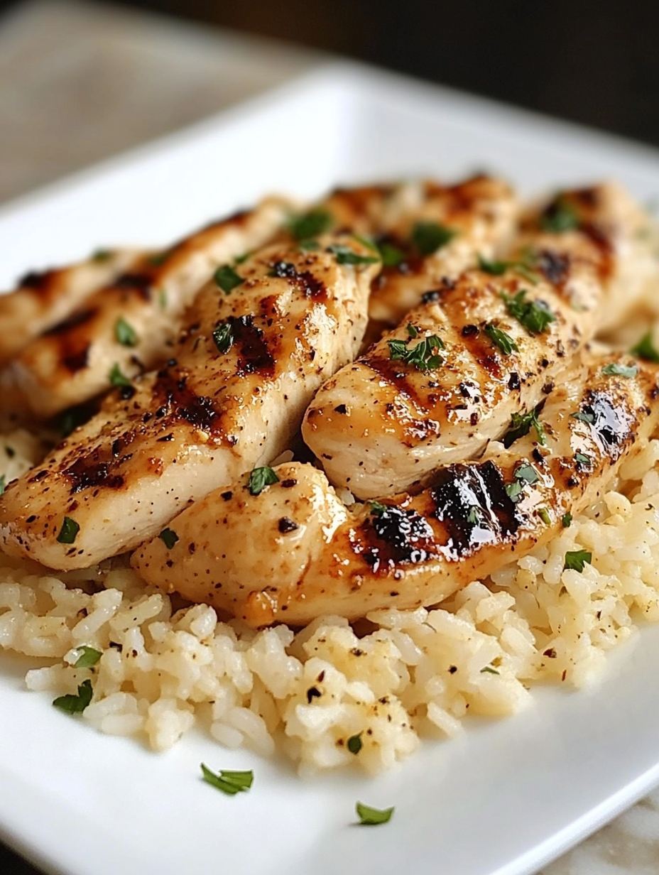 Tender Chicken Scampi with Garlic Parmesan Rice