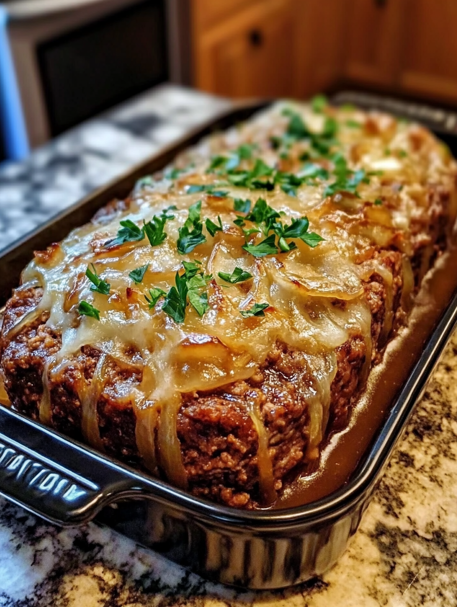 Savory Meatloaf with Caramelized Onion Gravy
