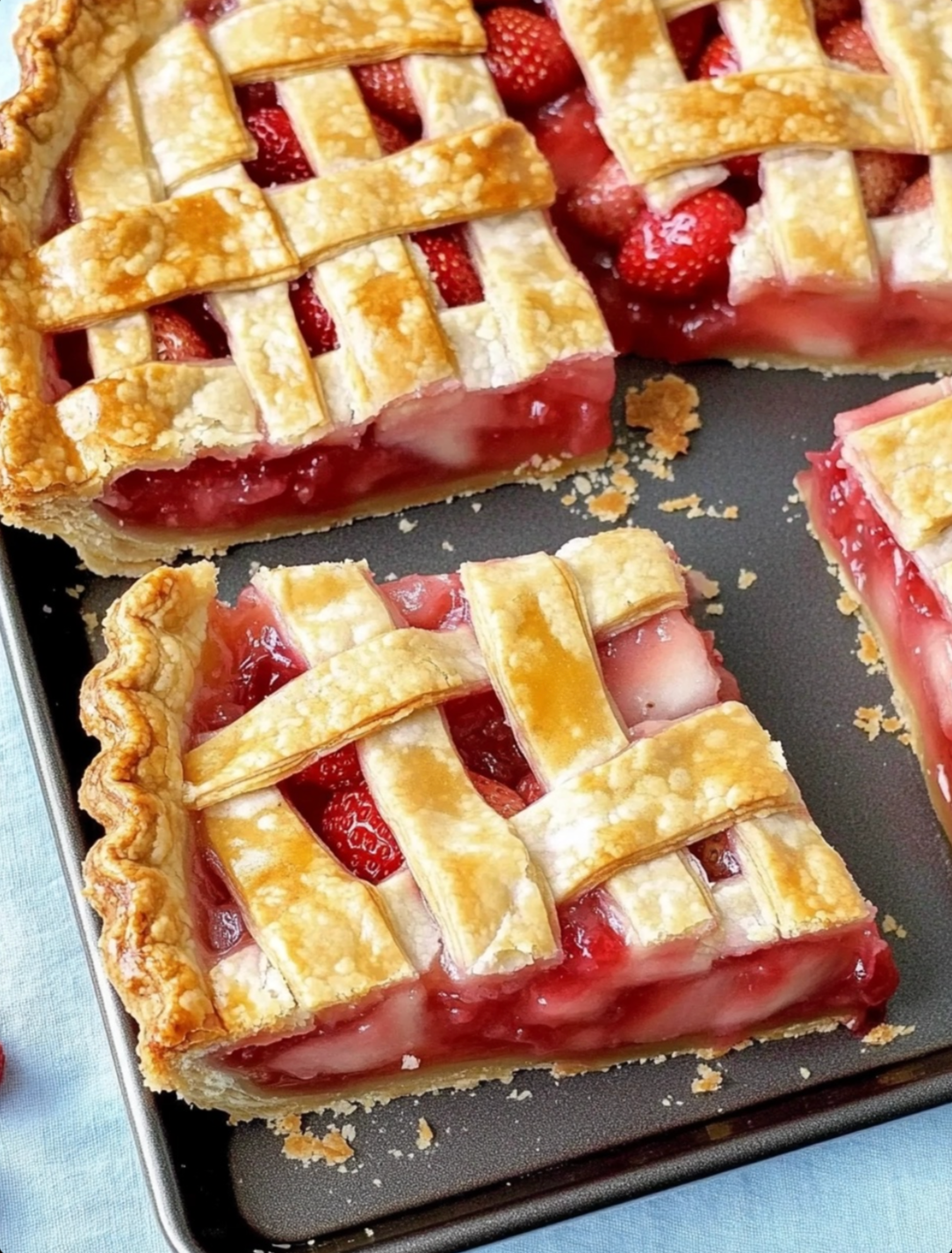 Raspberry-Rhubarb Slab Pie