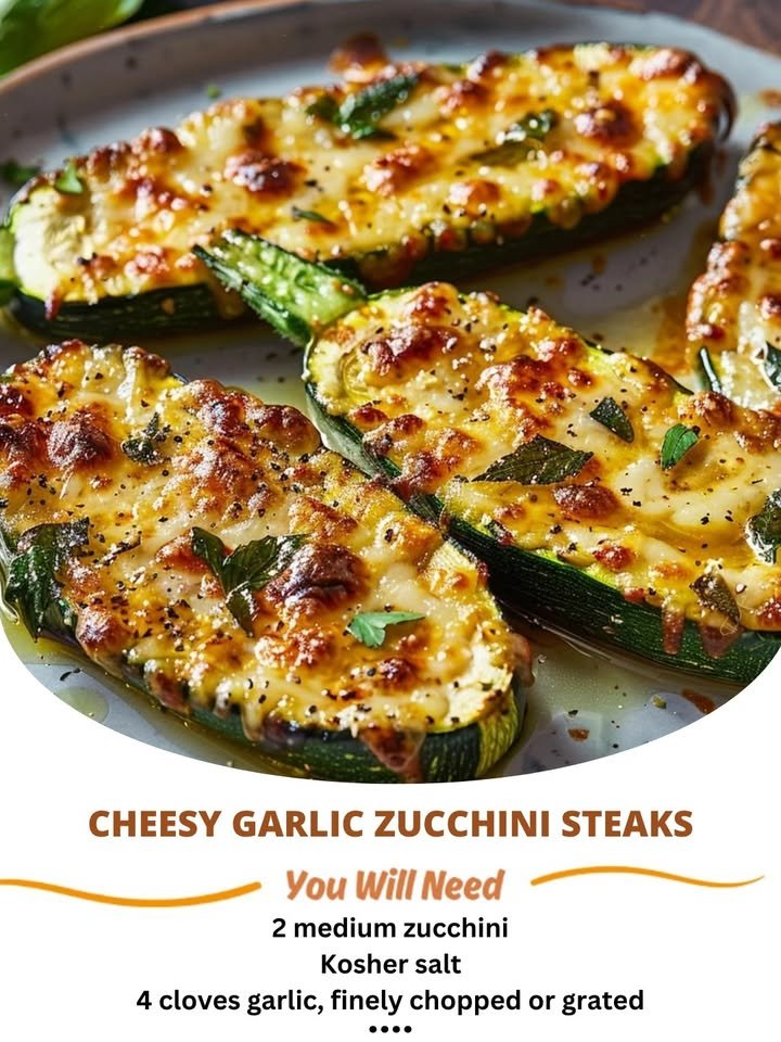 Cheesy Garlic Zucchini Steaks