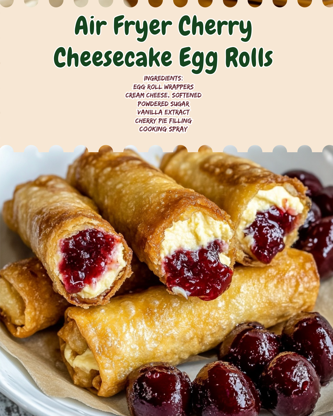 Air Fryer Cherry Cheesecake Egg Rolls