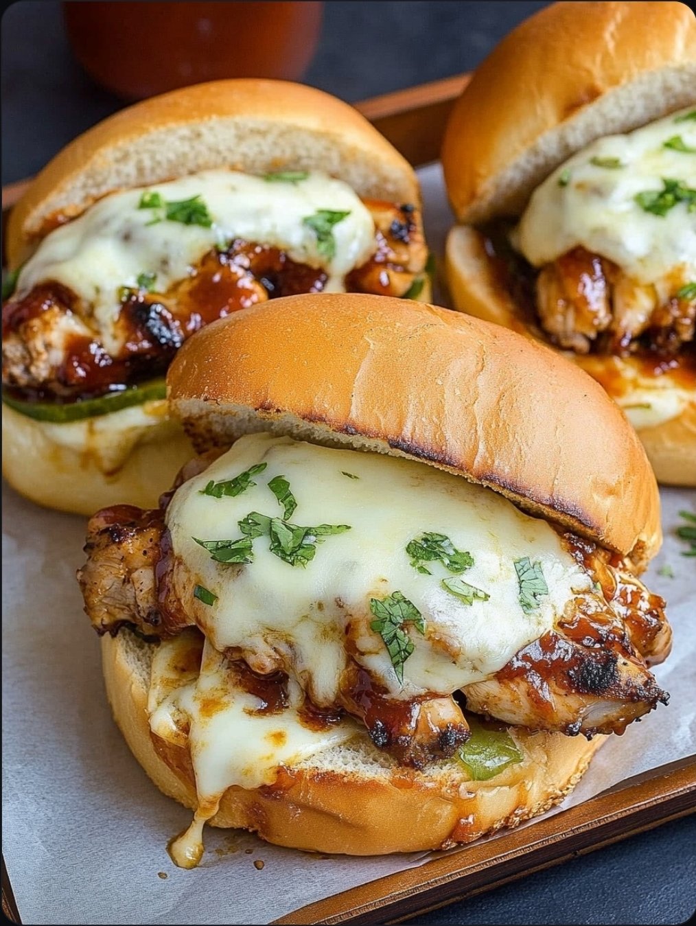 GRILLED MOZZARELLA BBQ CHICKEN SANDWICHES