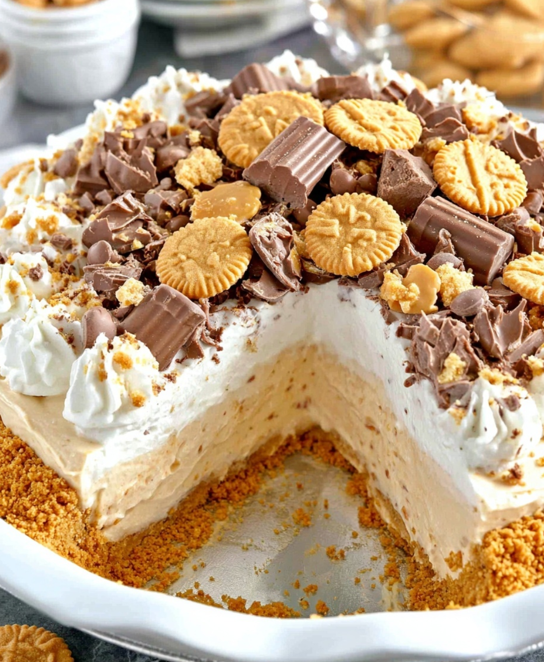 Velvety Smooth No-Bake Peanut Butter Pie with Creamy Cream Cheese Filling