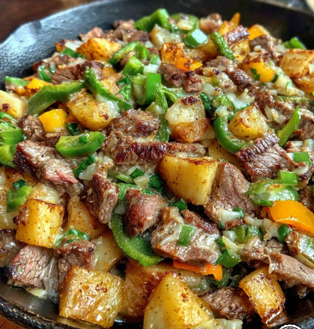 Savory Ribeye Steak and Potato Delight: A Flavorful Twist on the Classic Philly Skillet