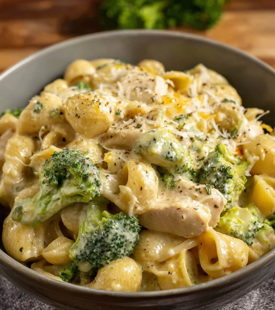 Slow-Cooked Creamy Chicken, Broccoli, and Macaroni Casserole