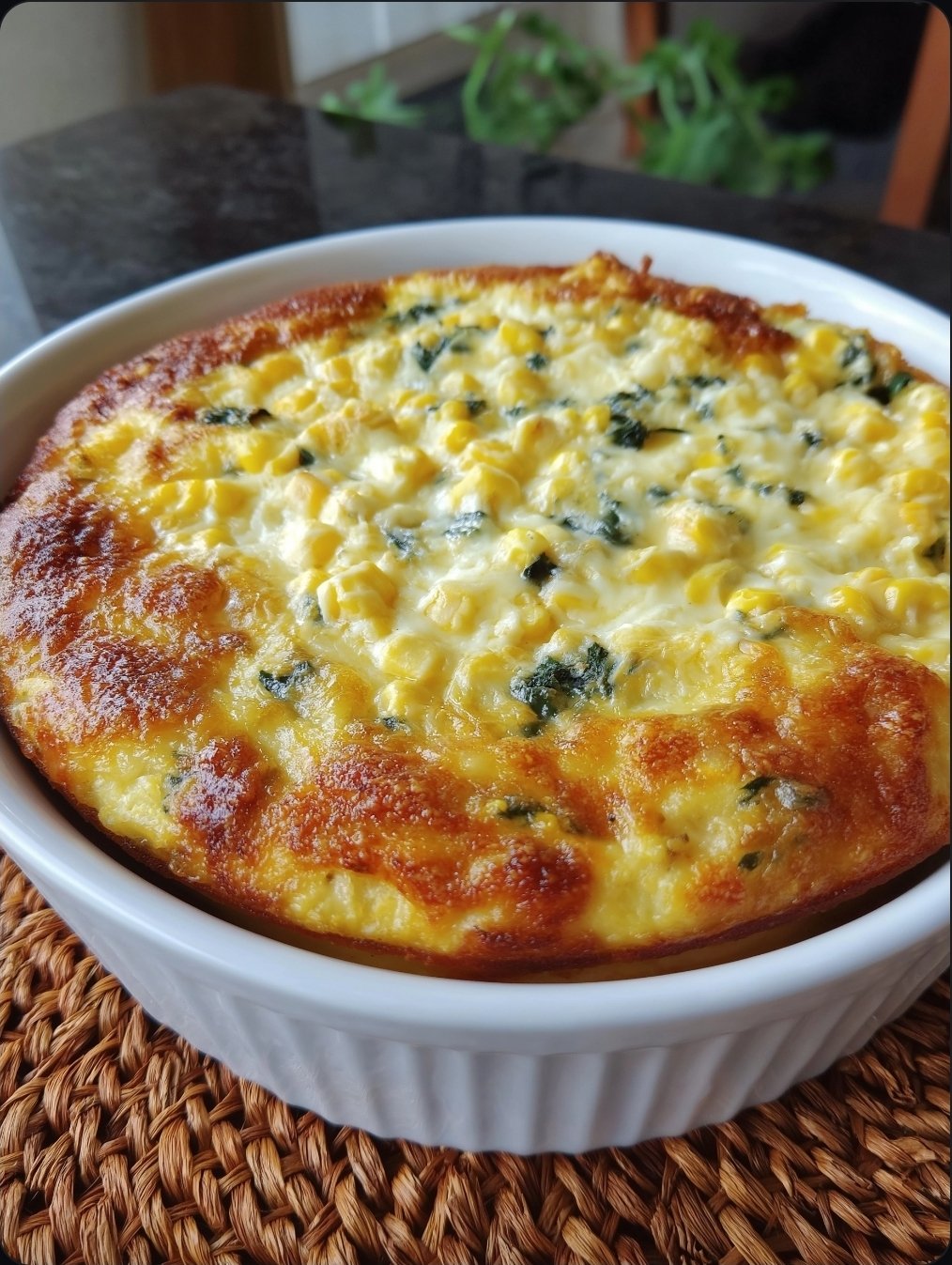 Oven Baked Cheesy Corn and Spinach Casserole