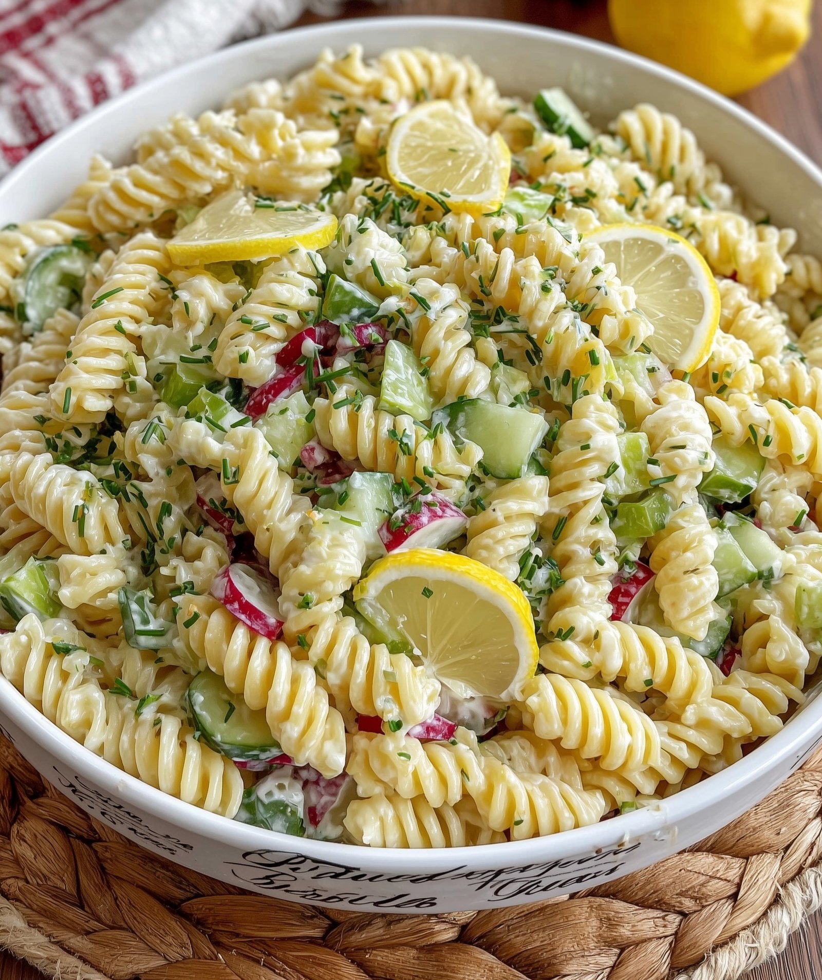 Creamy lemon dill pasta salad