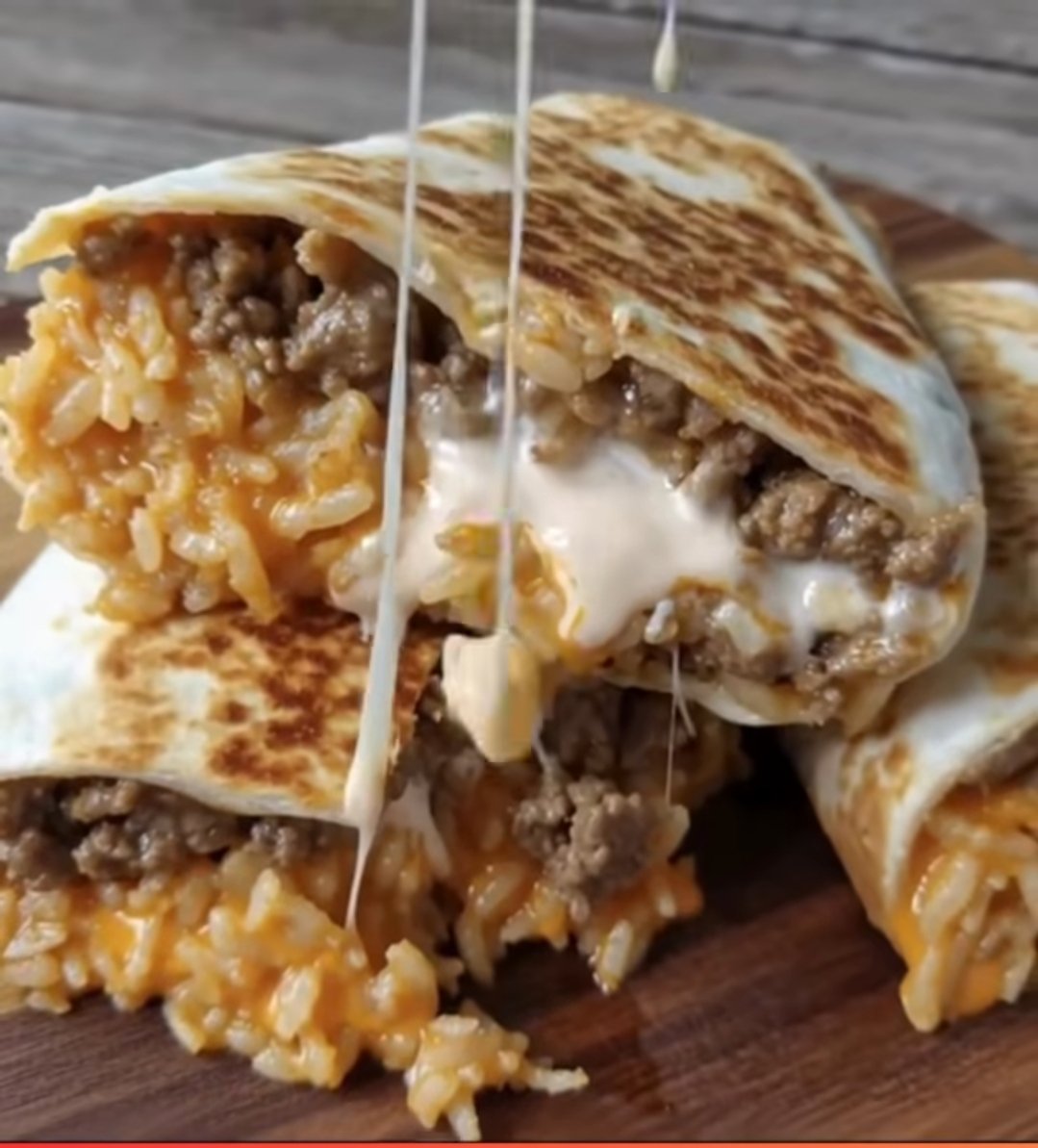 Grilled Cheese Burrito with Beef