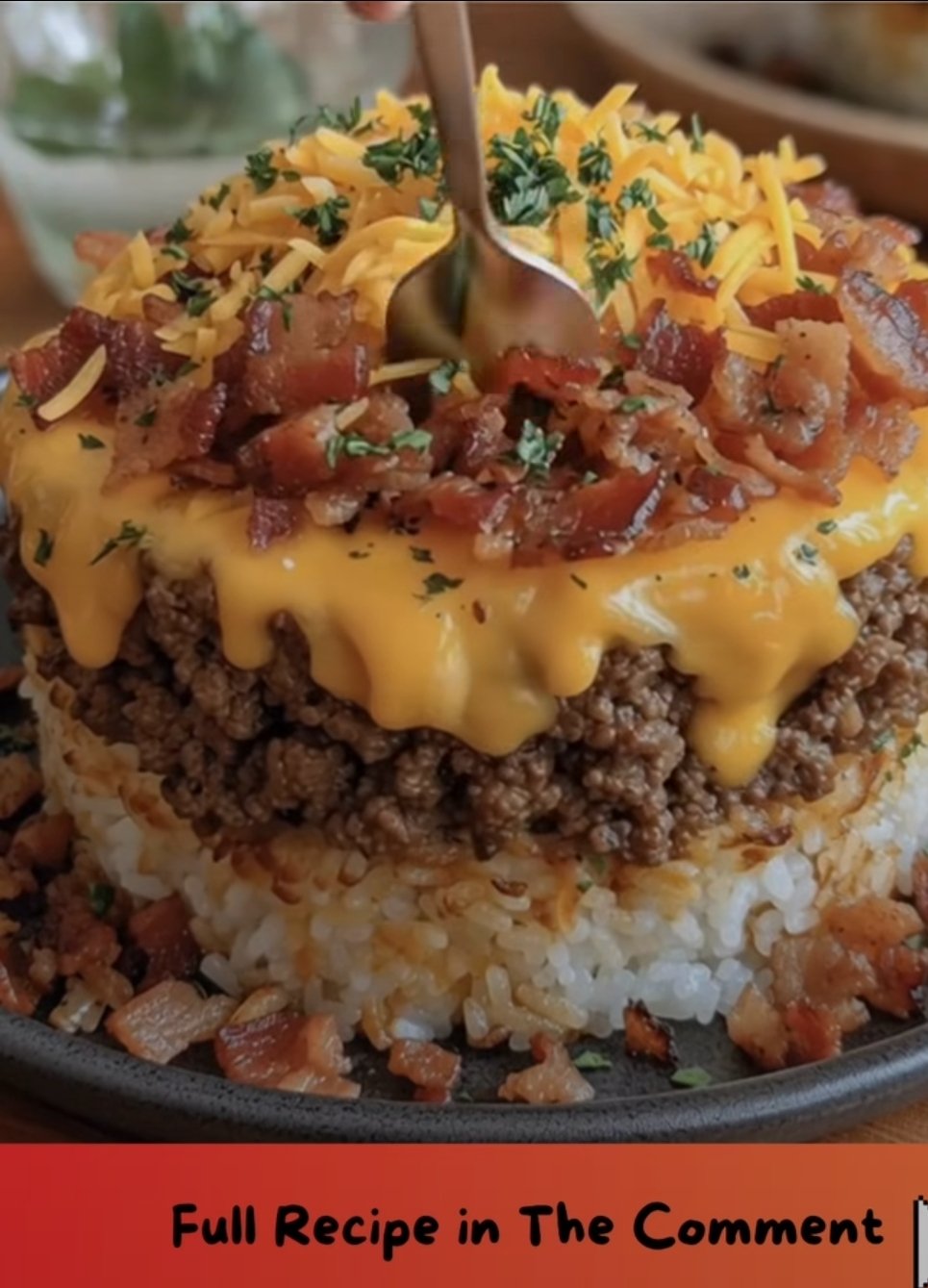 Bacon Cheeseburger Rice Stack