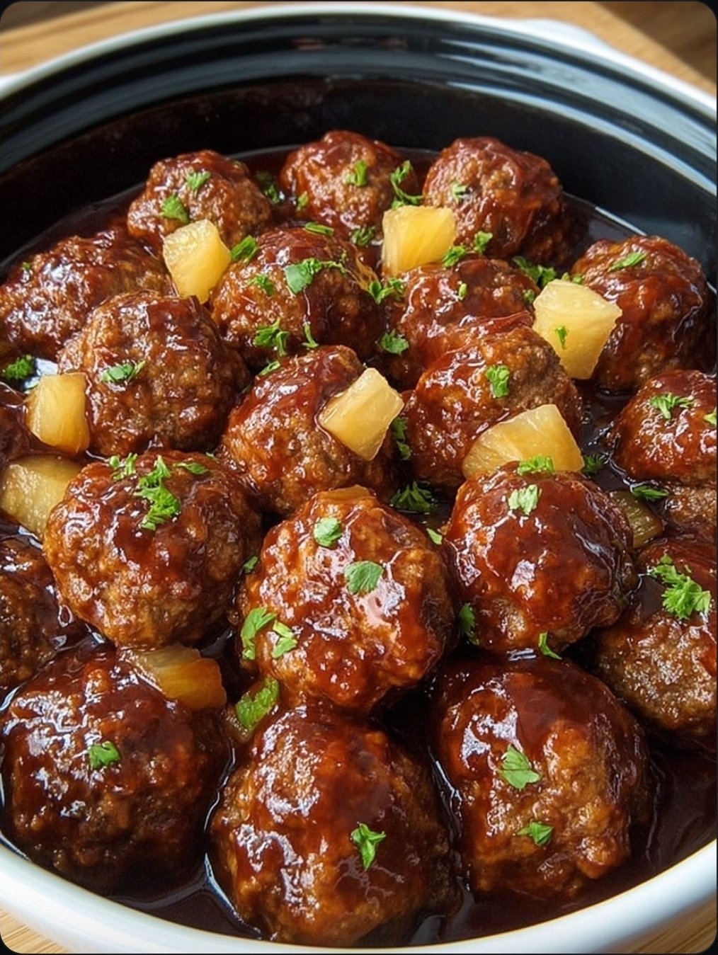 slow cooker pineapple barbecue meatballs!