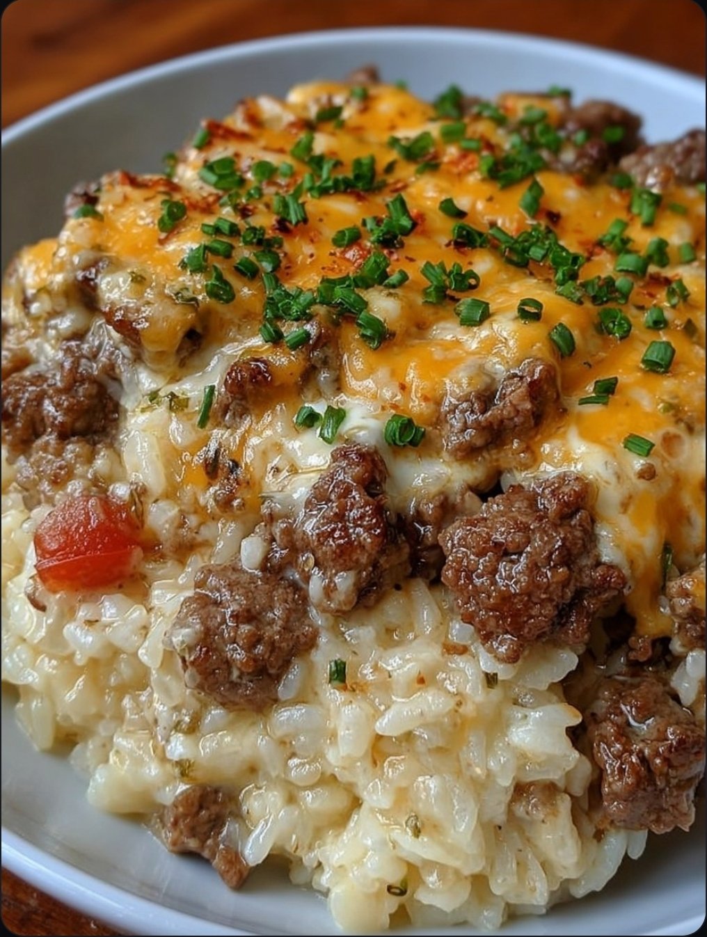 Creamy Garlic Butter Beef and Cheddar Rice