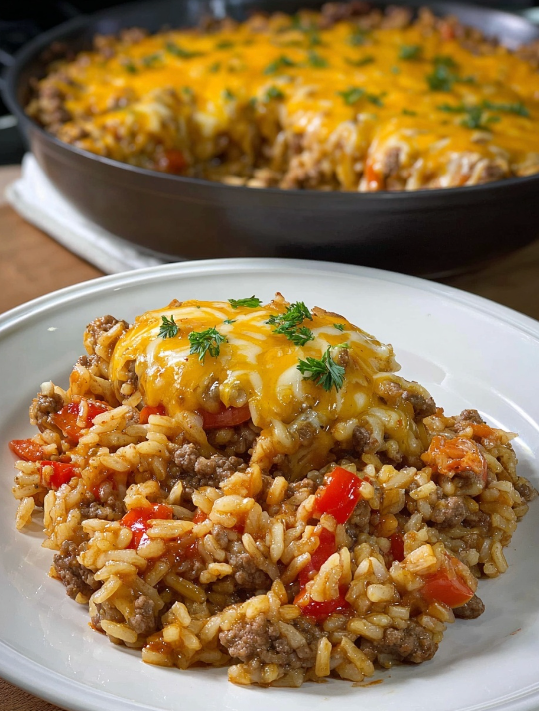 Cheesy Beef Enchilada Rice