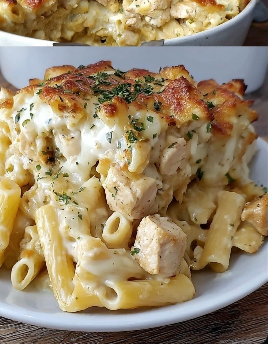 CHICKEN ALFREDO BAKED ZITI
