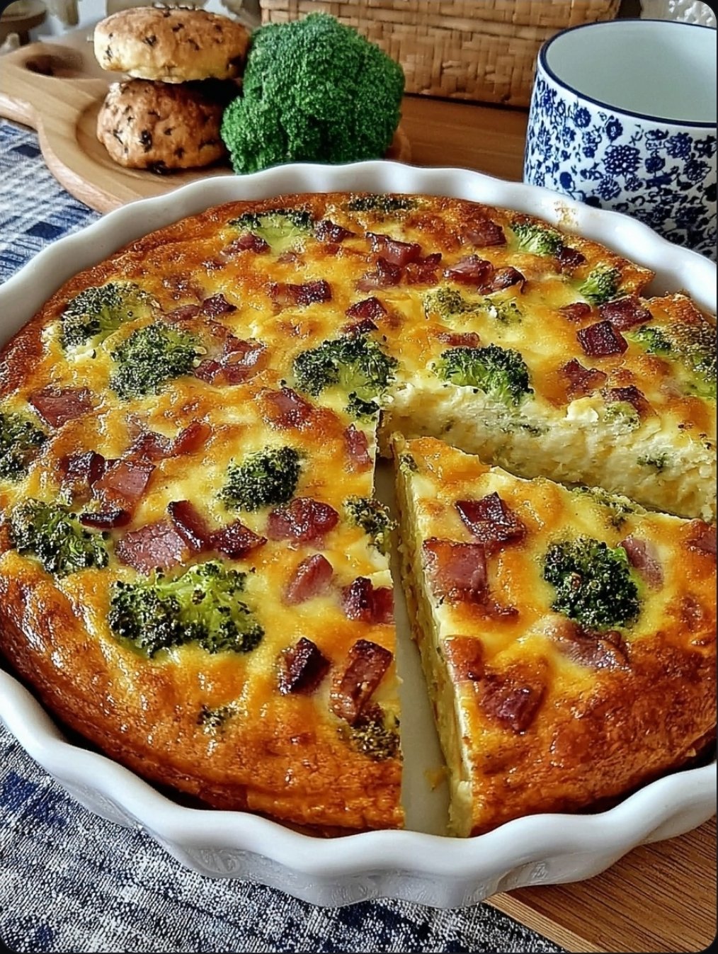 BROCCOLI HAM & CHEESE CRUSTLESS QUICHE