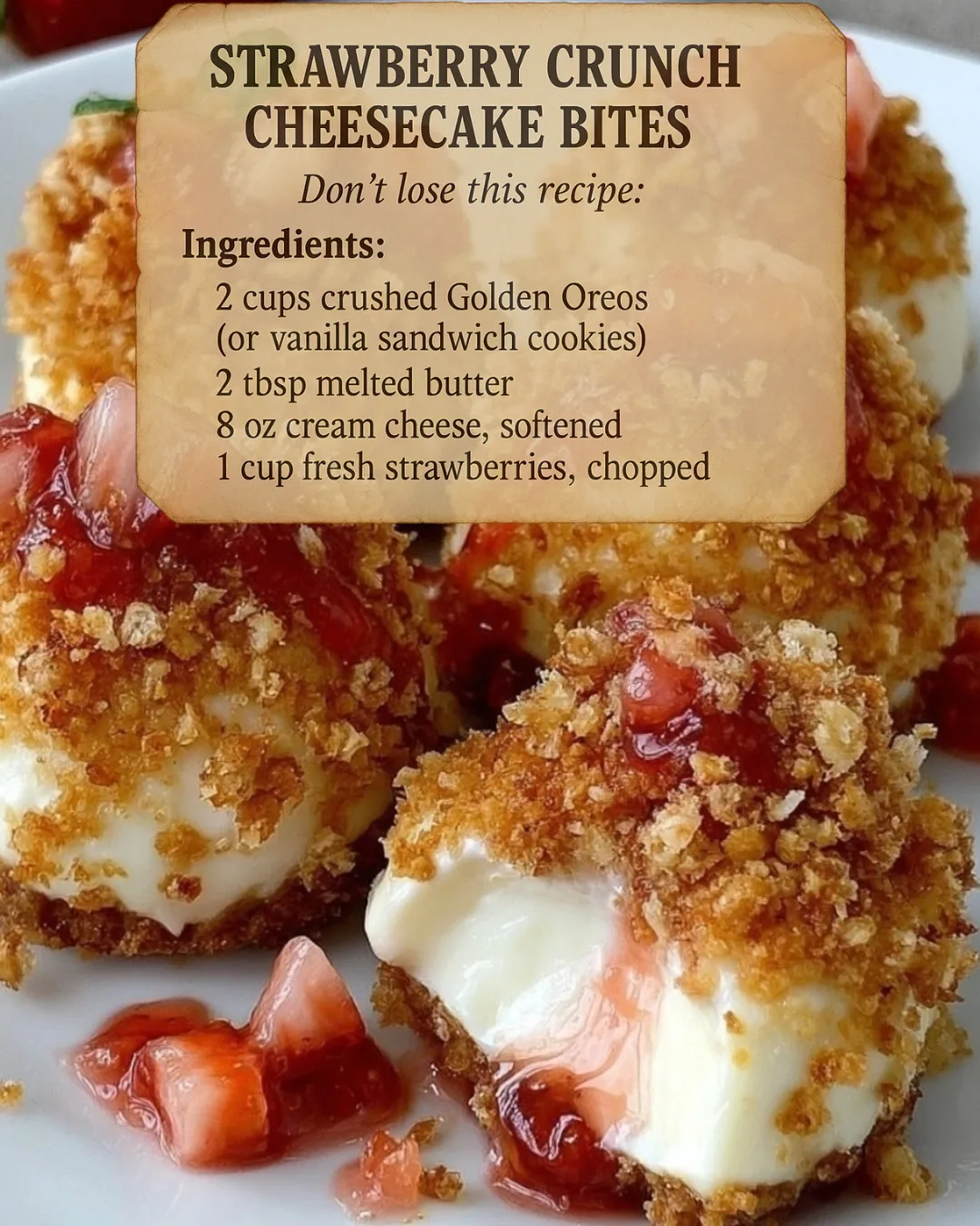 Strawberry Crunch Cheesecake Bites
