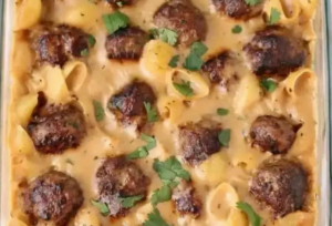 Swedish Meatball Pasta Bake