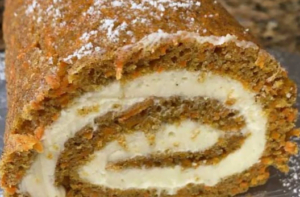 Carrot Cake Roll with Cream Cheese Frosting Filling