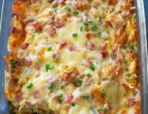 Ham and Swiss Croissant Casserole