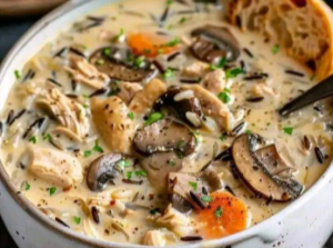 Creamy Mushroom Chicken and Wild Rice Soup