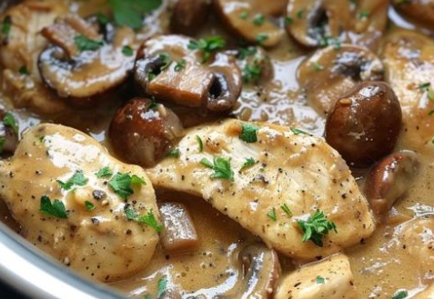 Slow Cooker Creamy Garlic Mushroom Chicken - Easy Recipes