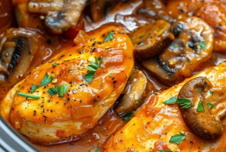 Italian Slow Cooker Chicken and Mushrooms - Easy Recipes