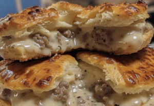 Sausage, Gravy, and Biscuit Pie