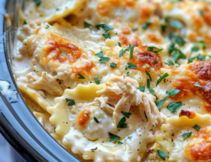 Slow Cooker Chicken Alfredo Ravioli Lasagna