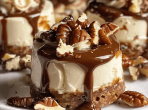 No Bake Turtle Mini Cheesecakes
