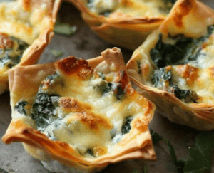 DELICIOUS SPINACH AND ARTICHOKE DIP WONTON CUPS RECIPE