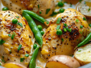 Slow Cooker Creamy French Mustard Chicken with Spring Vegetables