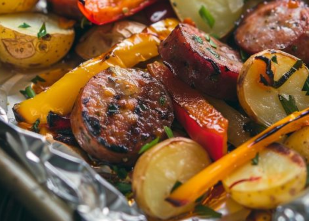 Cheesy Sausage and Baby Potatoes Foil Packs – Easy Recipes