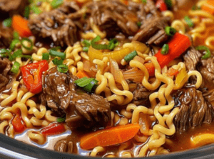 Slow Cooker Beef Ramen Noodles