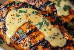 Spicy Grilled Chicken with Creamy Cheddar Sauce