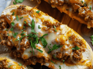 Cheesy Sloppy Joe Garlic Bread