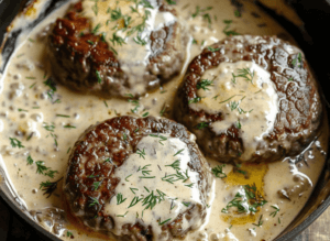 Hamburger Steaks in Creamy Dill Sauce