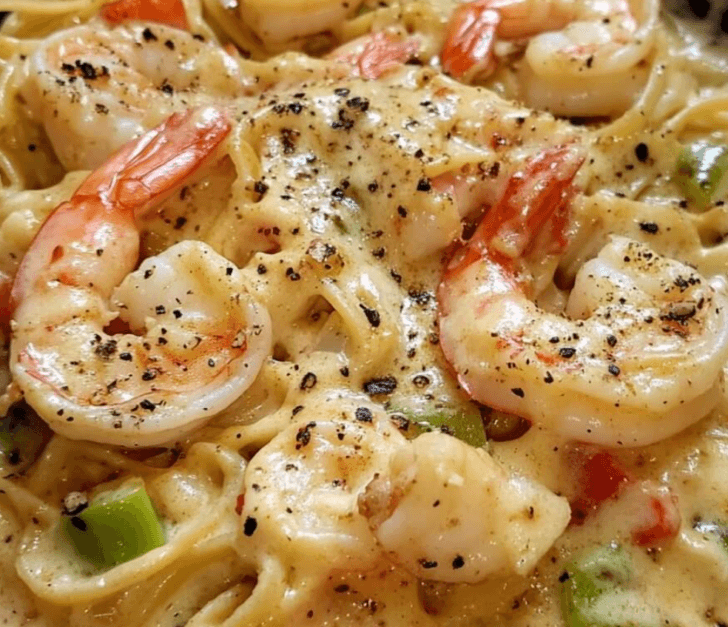 Shrimp and Lump Crab in Creamy Homemade Cajun Alfredo Sauce Over Pasta