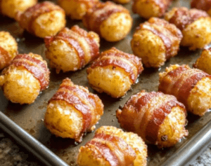 Baked Bacon-Wrapped Tater Tots