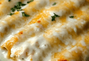 Chicken Enchiladas with Sour Cream White Sauce