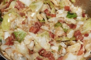 Fried Cabbage and Bacon with Onion