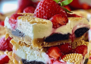 Irresistible Golden Oreo Strawberry Cheesecake Bars