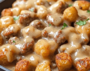 Tater Tot Sausage Breakfast Bowl with Gravy