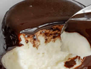 Mouth-Melting Coconut Pudding with Chocolate Sauce