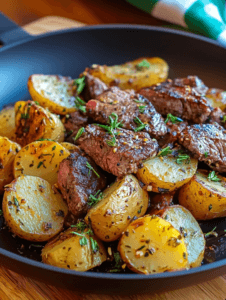 Garlic Herb Potatoes and Steak Skillet