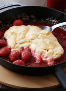 Irresistible Strawberry Skillet Cobbler