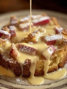 Rhubarb Cake with Butter Sauce