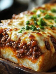 Garlic Bread Cheesy Sloppy Joe Bake