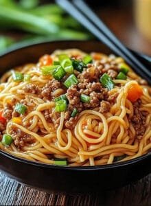 Mongolian Ground Beef Noodles
