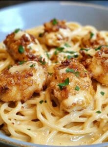 Garlic Butter Chicken Bites with Creamy Parmesan Pasta